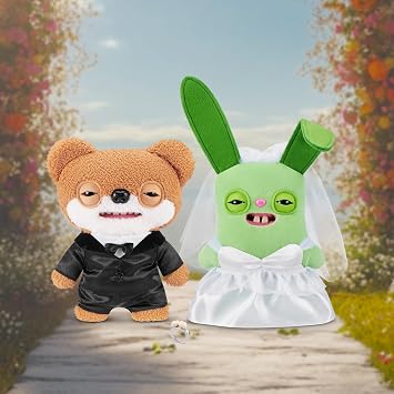Fuggler Wedding Fuggs 9-Inch Plush 2-Pack by ZURU Funny Ugly Monster Stuffed Animals with Human-Like Teeth & Tooth Ring, Collectible Plush for Kids, Tweens, Teens & Adult Fans