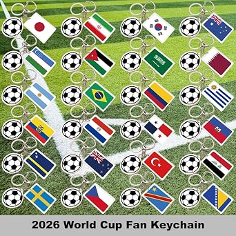 2026 World Cup Fan Soccer Keychain - 2026 World Cup Flag Keychain, Soccer Fan Gift & Souvenir (2PCS)