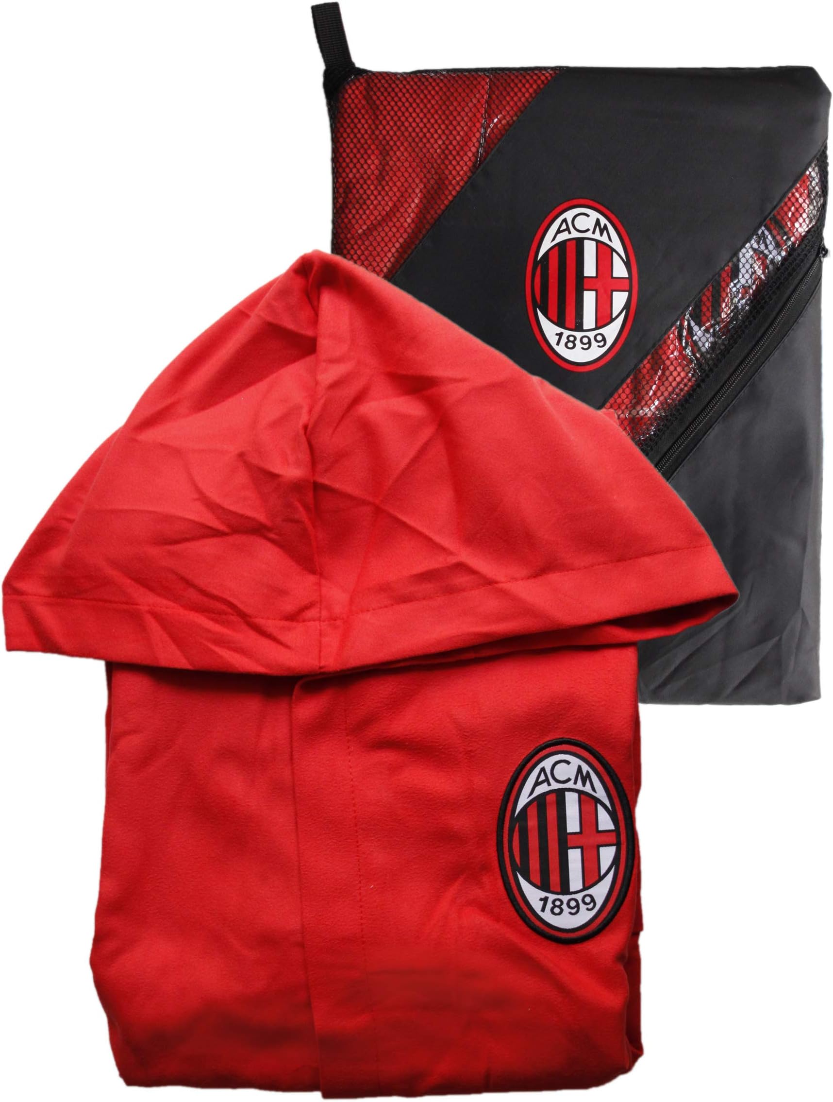 Microfibre Hooded Bathrobe MILAN A C TG S M L XL XXL RED BLACK WITH BAG MAN Boy (L - 48/50)