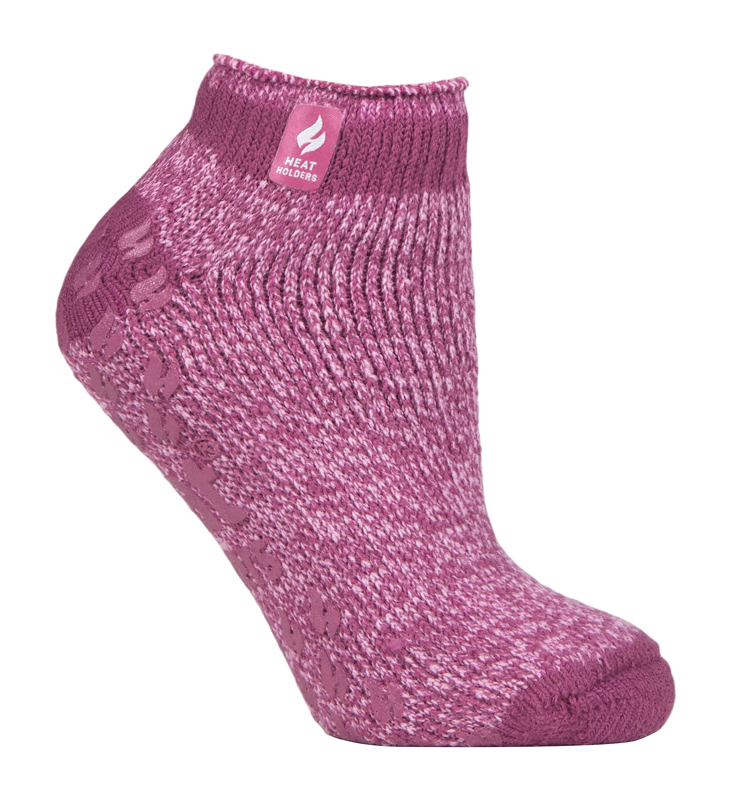 Heat Holders Women's Muted Pink Pisa - Low Cut Ankle Slipper Socks With Non Slip Rubber Sole (4-7, Muted Pink (Pisa))