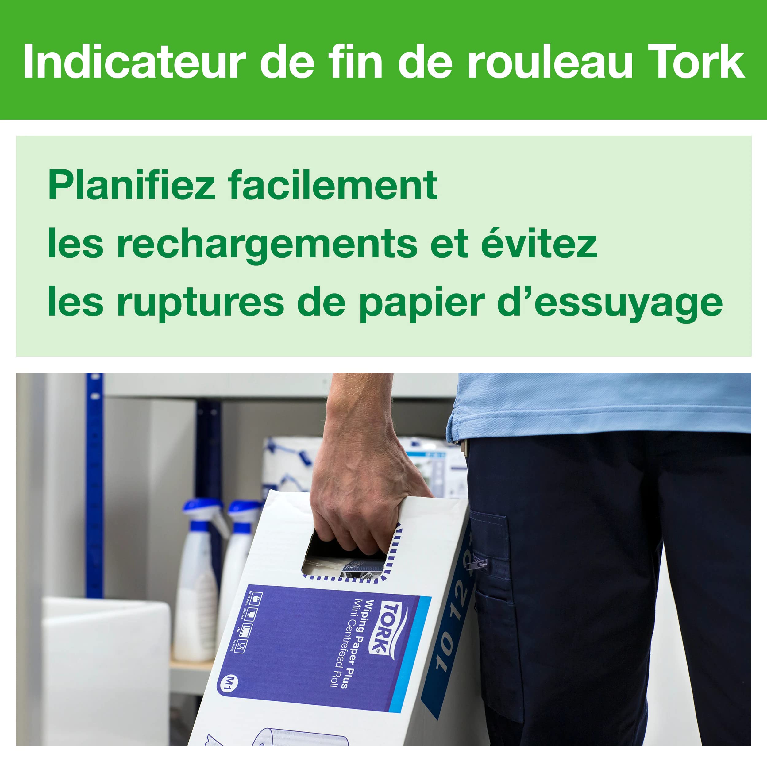 Tork 101221 Papier d'essuyage avec mini bobine à Dévidage Central M1 / Compatible avec le mini distributeur M1 / 2 plis / 11 x 214 feuilles (21,5 x 35 cm)
