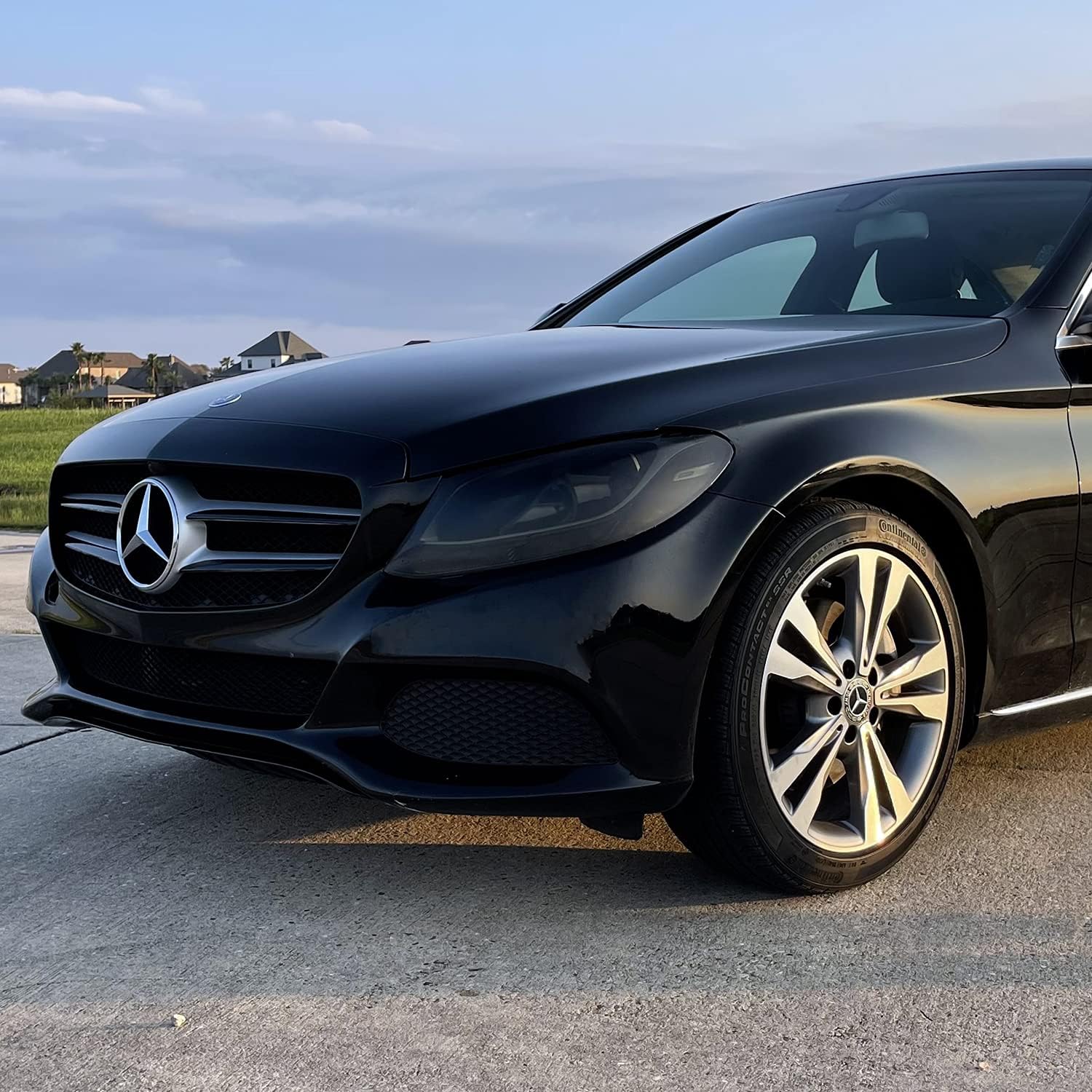 SlickModPreCut Vinyl Smoke Tint for 2015-2021 Mercedes C Class Headlight (1. Headlight, 20% Dark Smoke)