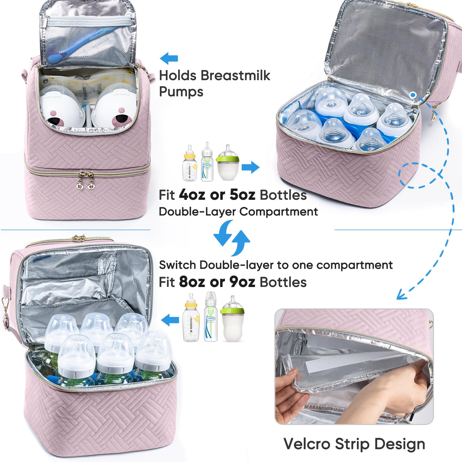 Bolsa de almacenamiento de leche materna con bolsa de hielo para 6 biberones Mam – Bolsa de extracción de leche materna con bolsa térmica para 6 biberones de hasta 9 onzas – Bolsa de extracción de