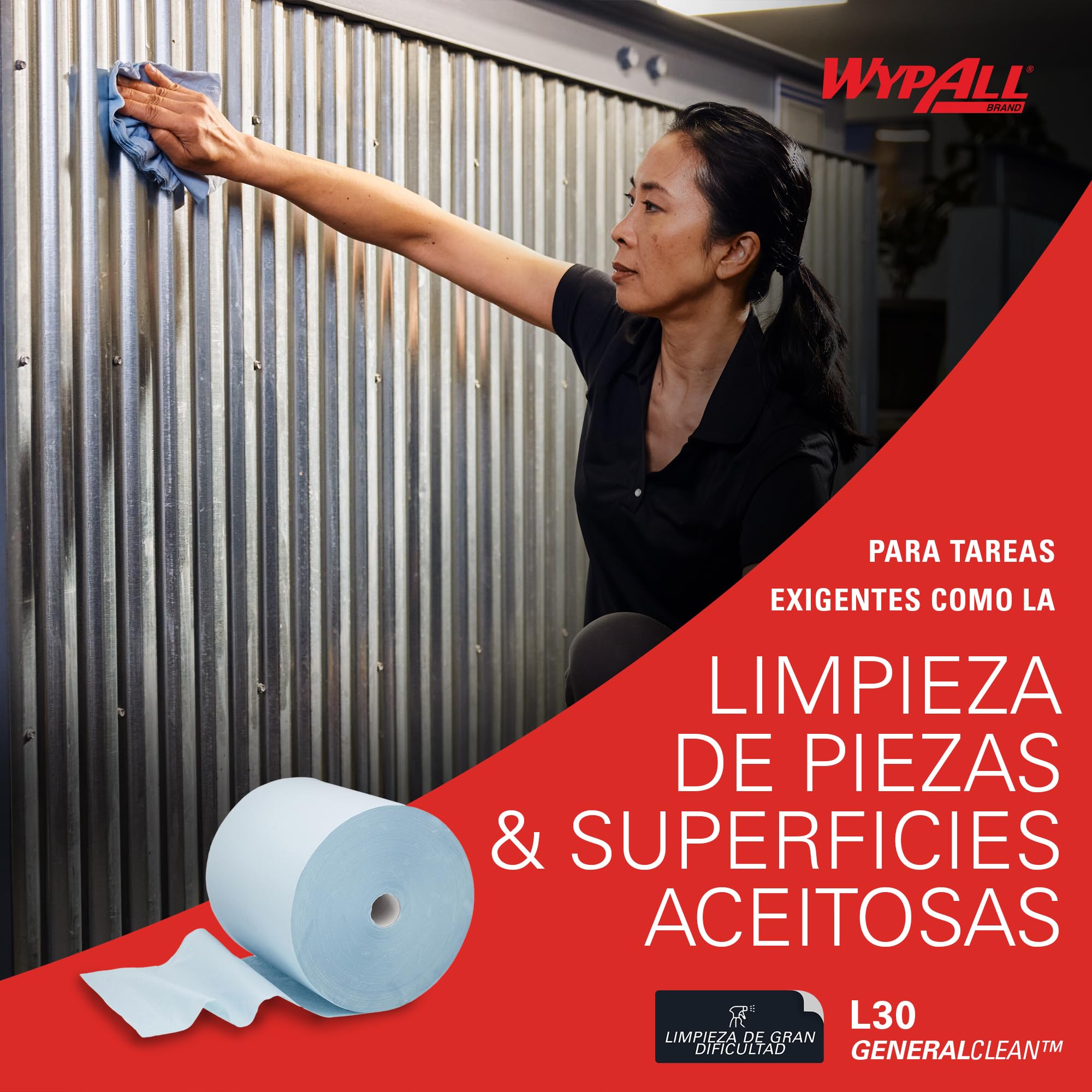 WypAll Rollo de Paños de Limpieza 7426, 3 Capas, Extra Grande y Ultra Absorbente, Paños Industriales Resistentes para Derrames, Aceites y Limpieza de Superficies, 1 Rollo x 670 Hojas
