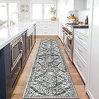 Vista 8 de HEBE - Alfombra de pasillo de 2 x 8 pies, lavable, vintage, envejecida, antideslizante, alfombra de lavandería, alfombra bohemia para pasillos
