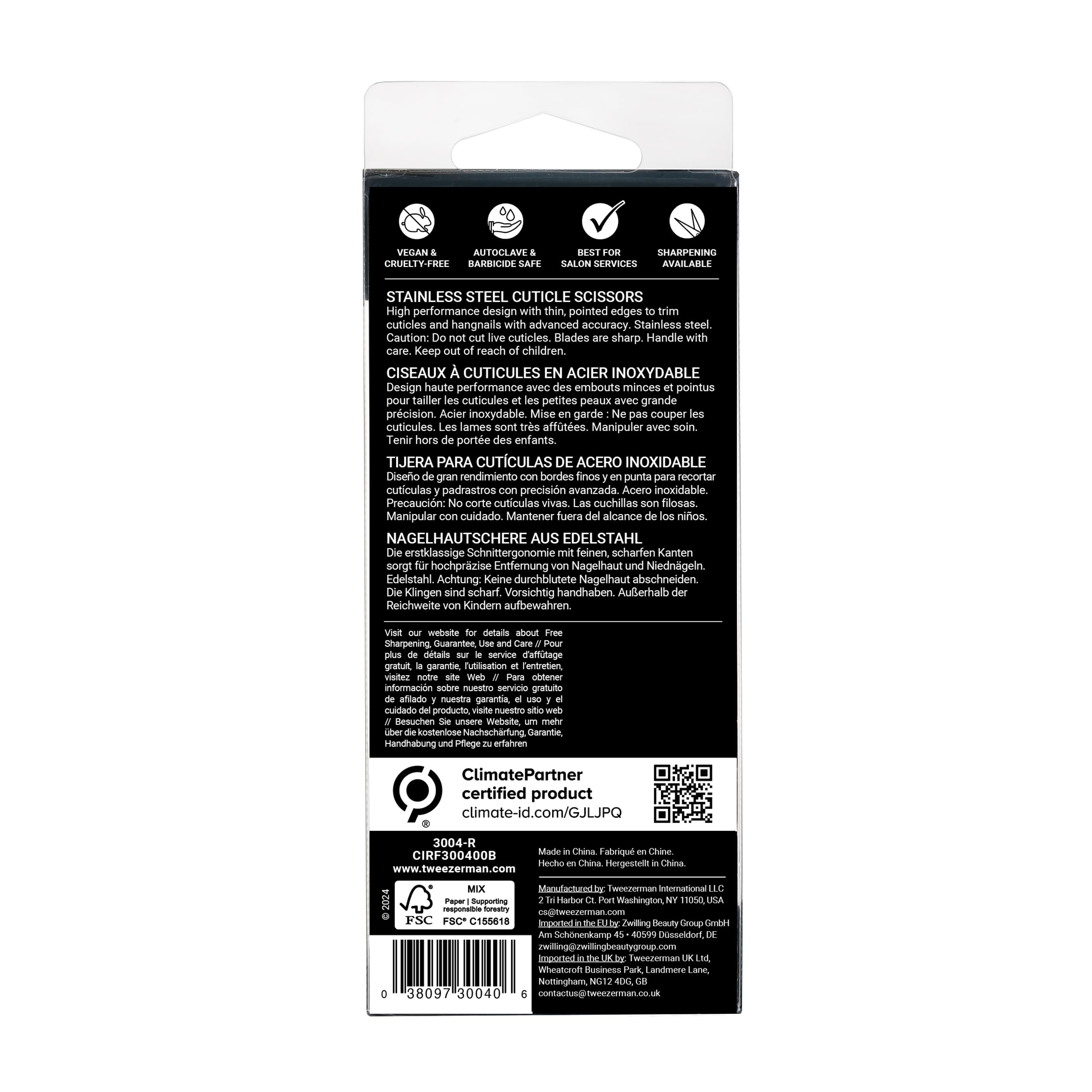 TWEEZERMAN Nagelhautschere (Präzisionsspitzen für präzise Entfernung von Nagelhaut, rostfreier Edelstahl), Silber
