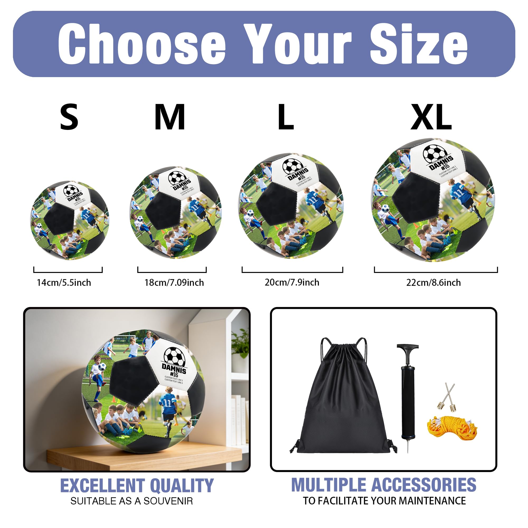 Pallone da Calcio Personalizzato con Foto & Nome, Regalo Speciale per Figli, Figlie, Fidanzati e Appassionati, Per Compleanni, Ricorrenze e come Ricordo Indimenticabile