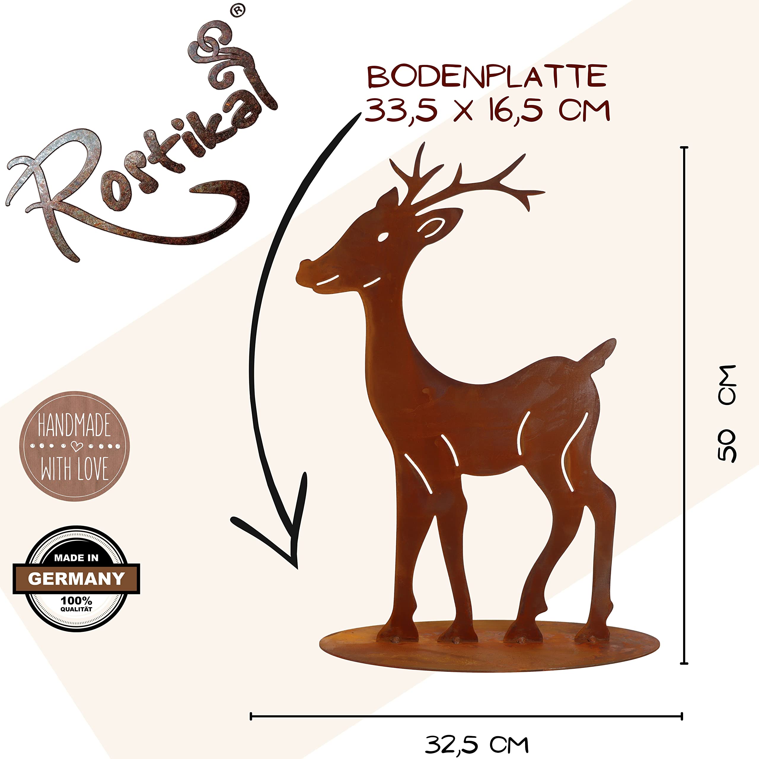 Rostikal 3er Deko Set Hirsch Familie Edelrost Gartendeko Figuren Rost Skulptur Deko Rentiere