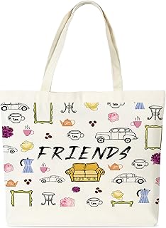 Friends Canvas Tote Bag, TV Show Gifts Tote Bags for Women, Friendship Gifts for Besties, Reusable Cloth Cotton Bags for Travel Shopping Beach - O01