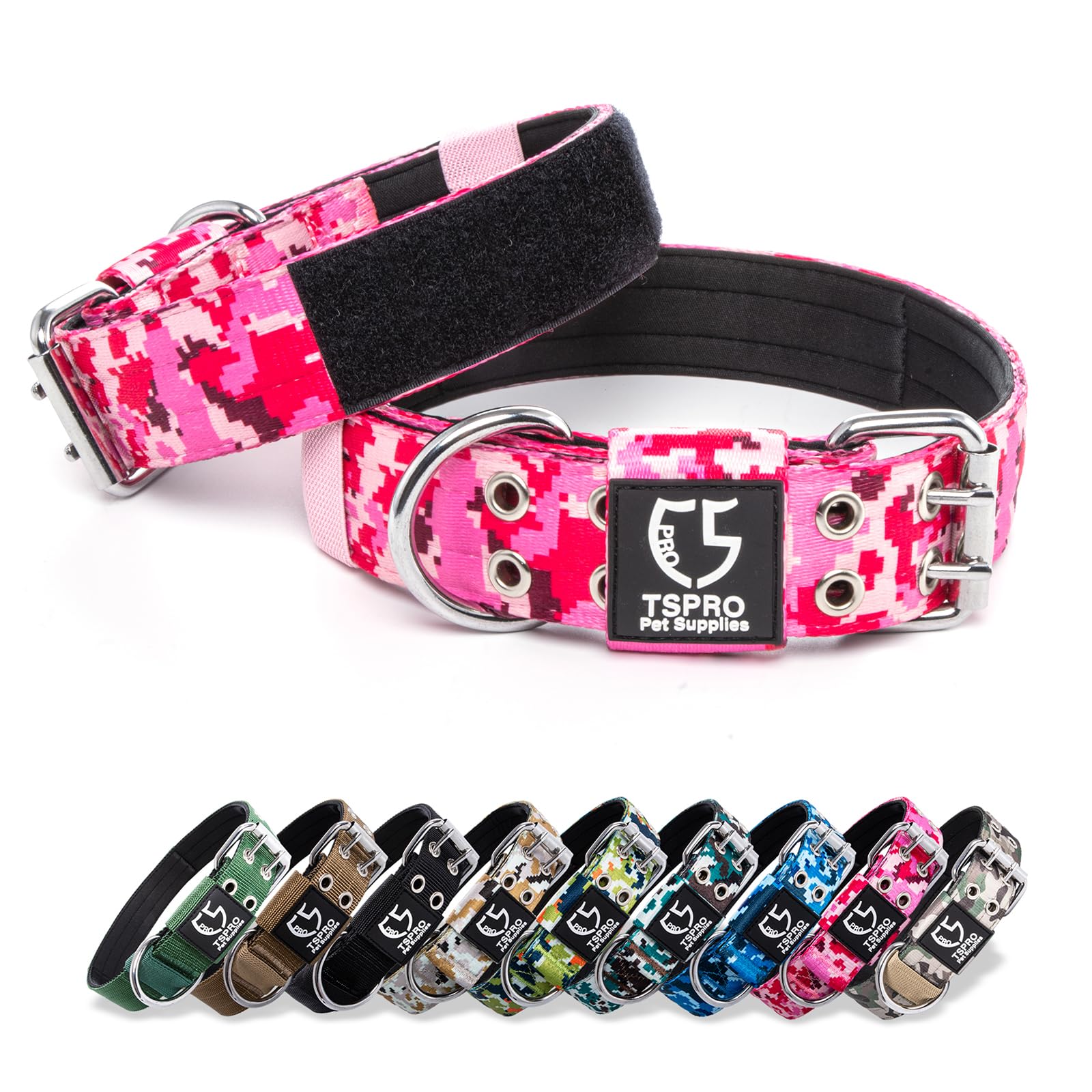 TSPRO Collar Táctico, Parches Removibles, Perros Grandes y Extragrandes