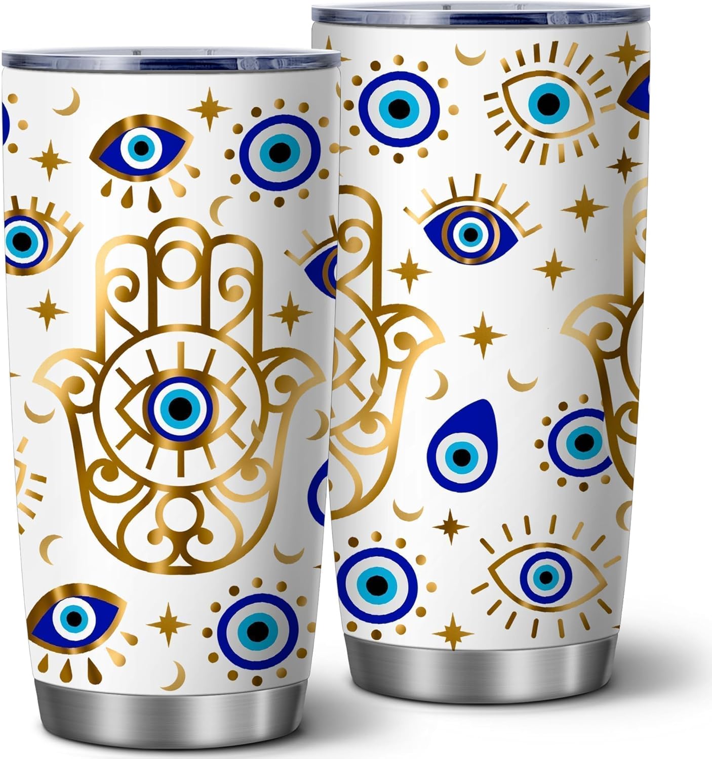 ATHAND Evil Eyes Coffee Mug Insulated Tumblers Cup with Lid, 20 Oz Stainless Steel Vacuum Tumbler Travel Iced Coffee Mugs, Best Birthday Mothers Day Gifts For Women Mom (Evil Eye), 1 Pcs