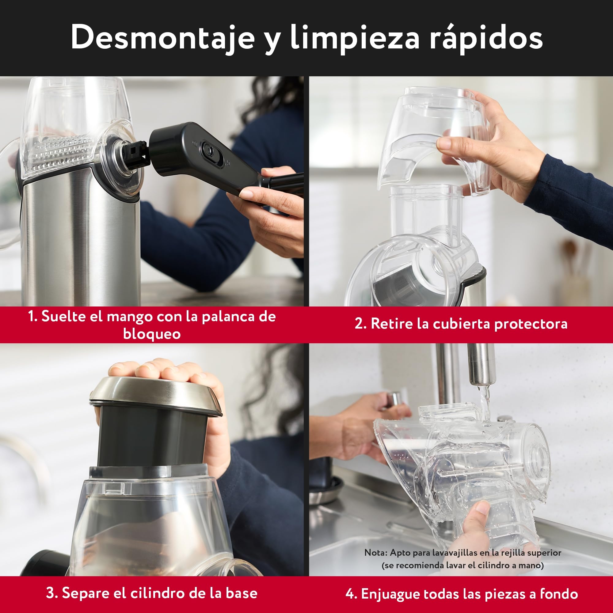 Rallador de Queso con Manivela - Rallador Verduras Inox con 3 Cuchillas de Tambor Intercambiables - Rápido y Fácil - Base Antideslizante - Rallador de Cocina para Queso Pepino Zanahoria Patata