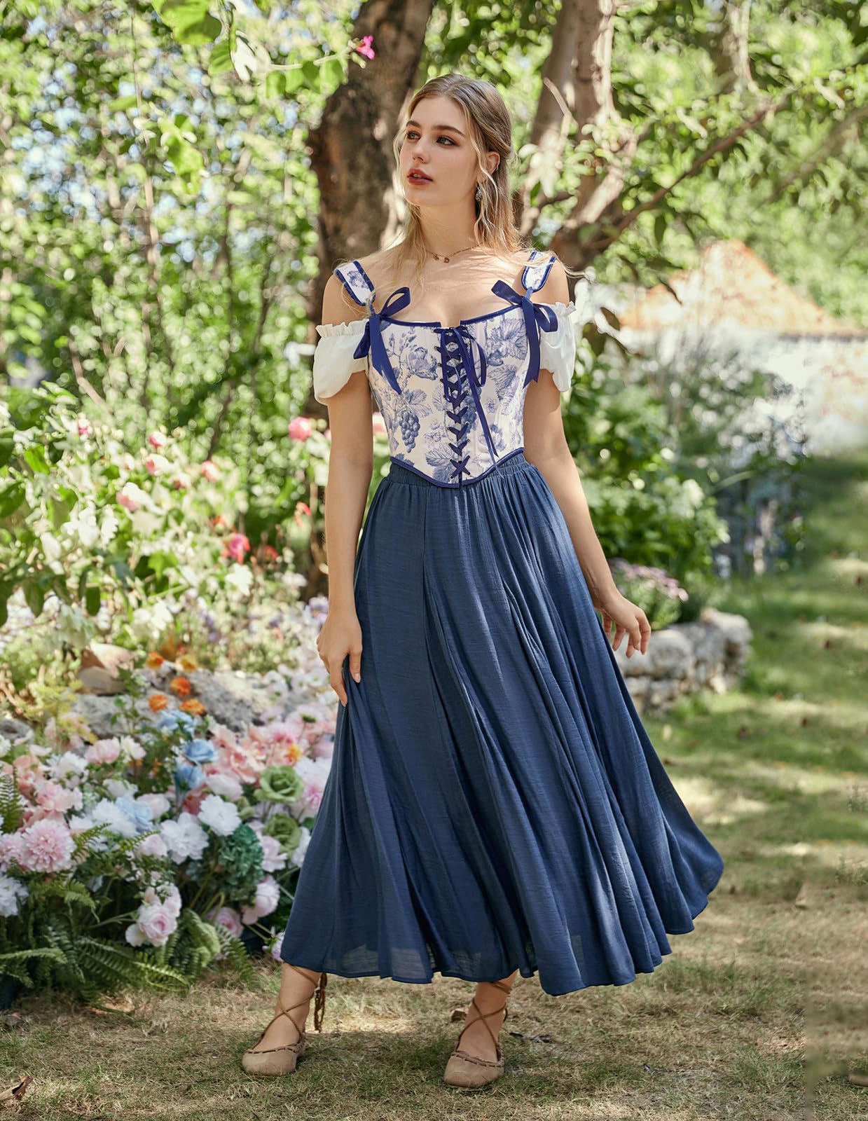 Scarlet Darkness Women Maxi Skirt Jupe Femme (Lot de 1) | Poches, ligne A, taille haute élastique, pour l'été, décontracté, vacances, Ren Faire