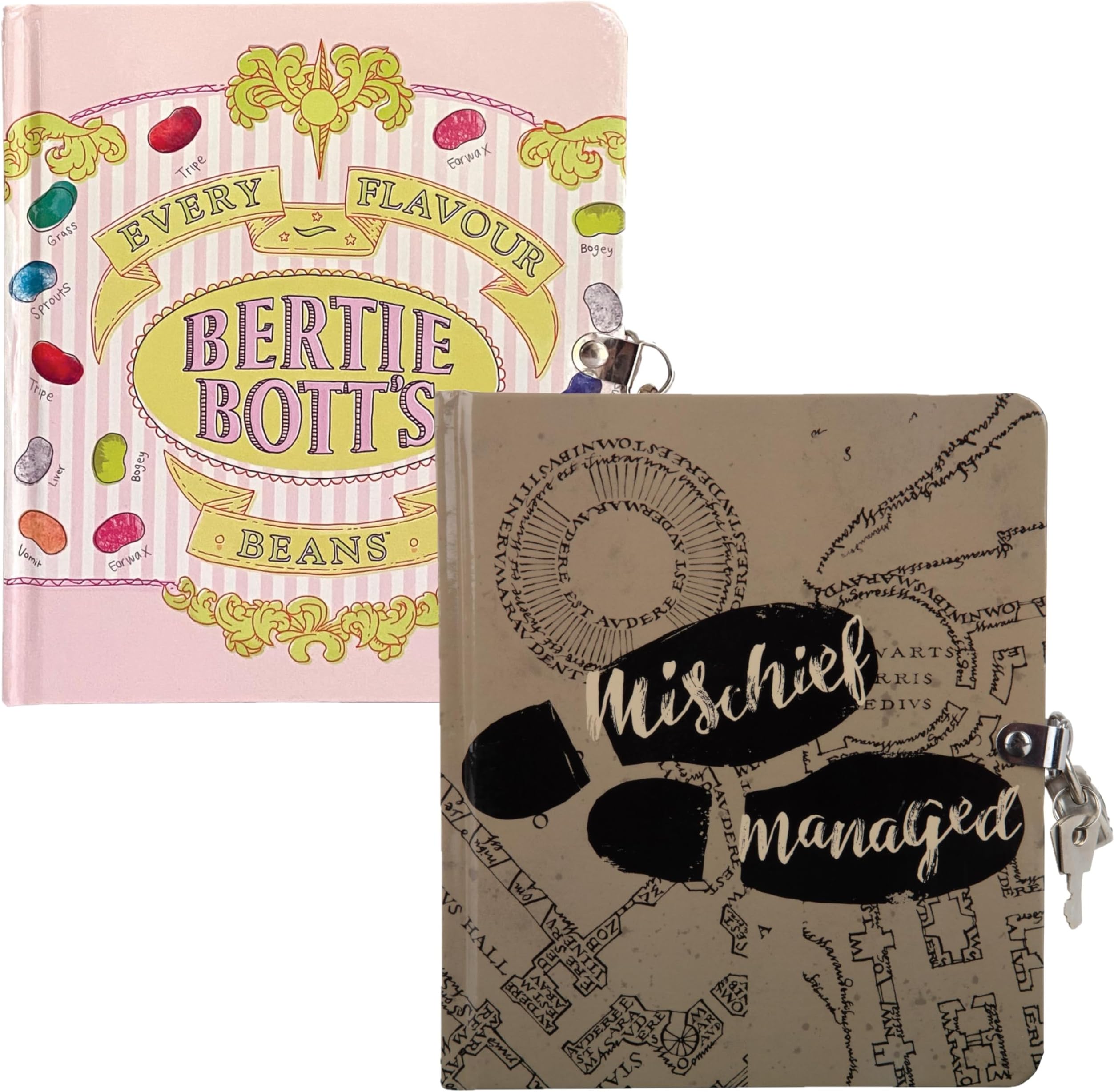 Harry Potter Diary for Kids, 2-Pack - Mischeif Managed Marauder's Map & Honeydukes Bertie Bott's Every Flavor Beans - Two Lock & Key Journal Notebooks with 216 Lined Pages Each - Officially Licensed - Unknown Binding