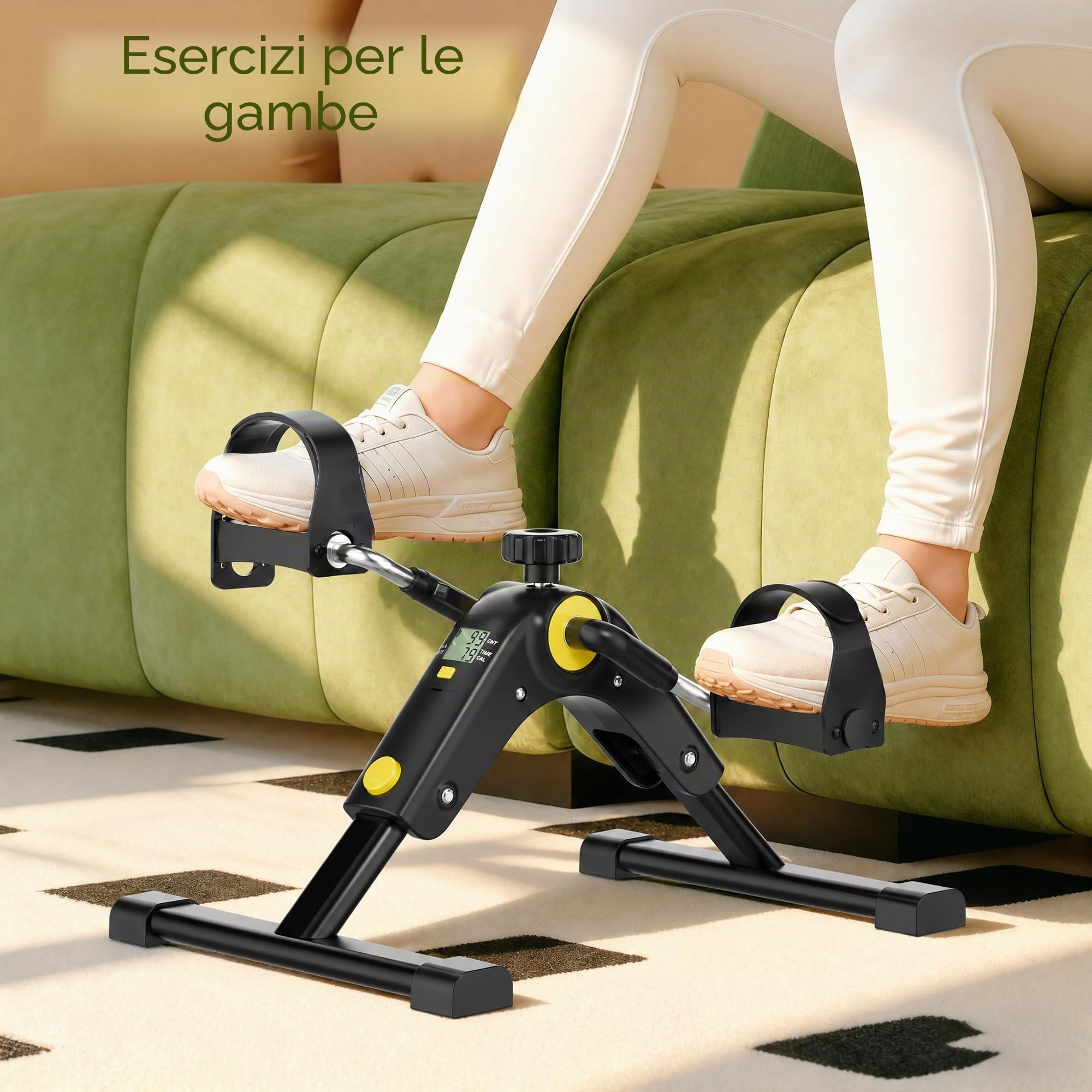 MOMODA Mini Cyclette Portatile per Esercizi sotto la scrivania con Display LCD per Braccia e Gambe