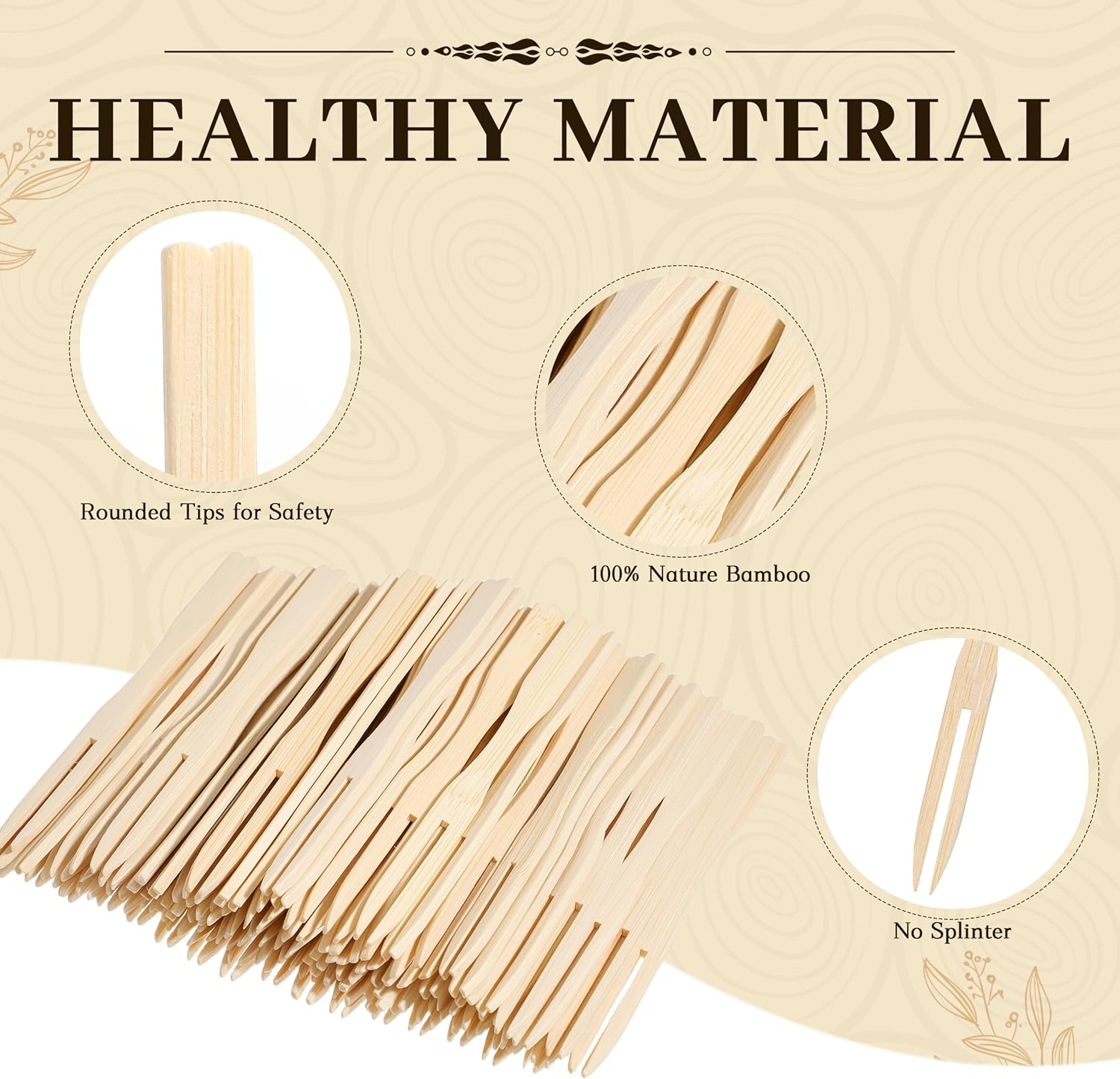 Bamboo Mini Forks Disposable Forks for Appetizers 3.5" Small Forks Appetizer Forks for Fruit,Cocktail Forks for Parties, Weddings(100Pcs)