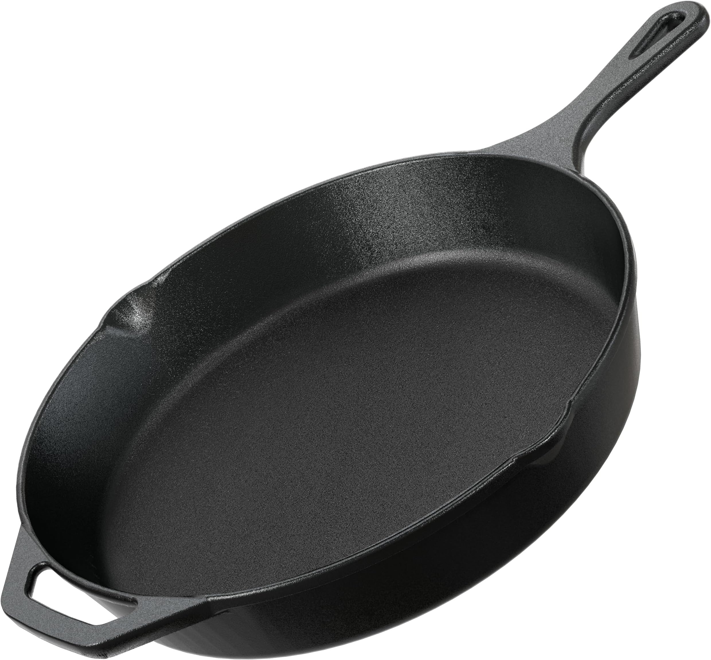 Premium Cast Iron Skillets 12 Inch, Chef's Pan, Pre-Seasoned Frying Pan, Stovetop, Oven, Campfire and Grill Large Skillet, Even Heat Distribution Multipurpose Cast Iron Pan - Black
