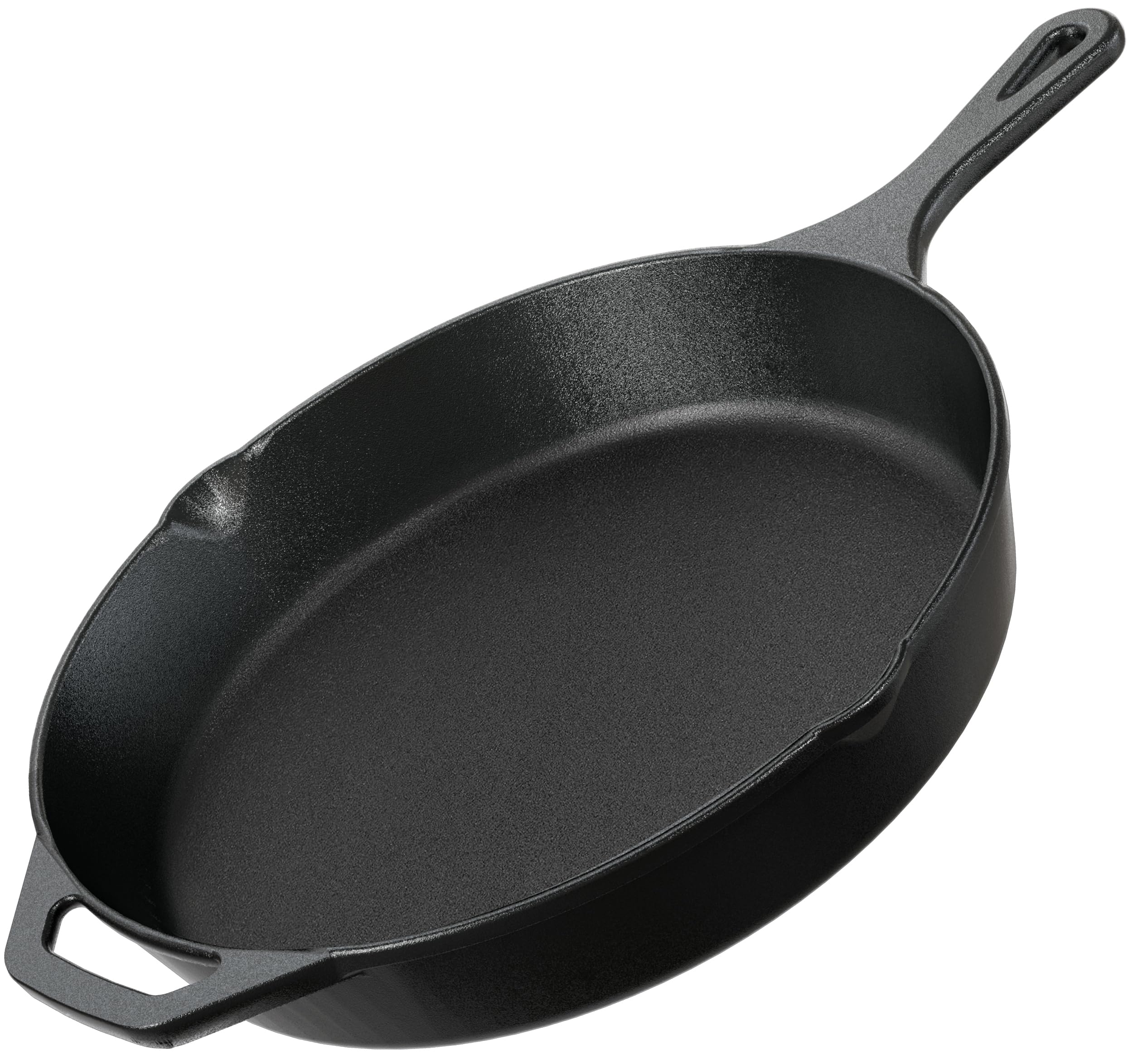 Utopia Kitchen Cast Iron Skillets 12 Inch, Chef's Pan, Pre-Seasoned Frying Pan, Stovetop, Oven, Campfire and Grill Large Skillet, Even Heat Distribution Multipurpose Cast Iron Pan - Black