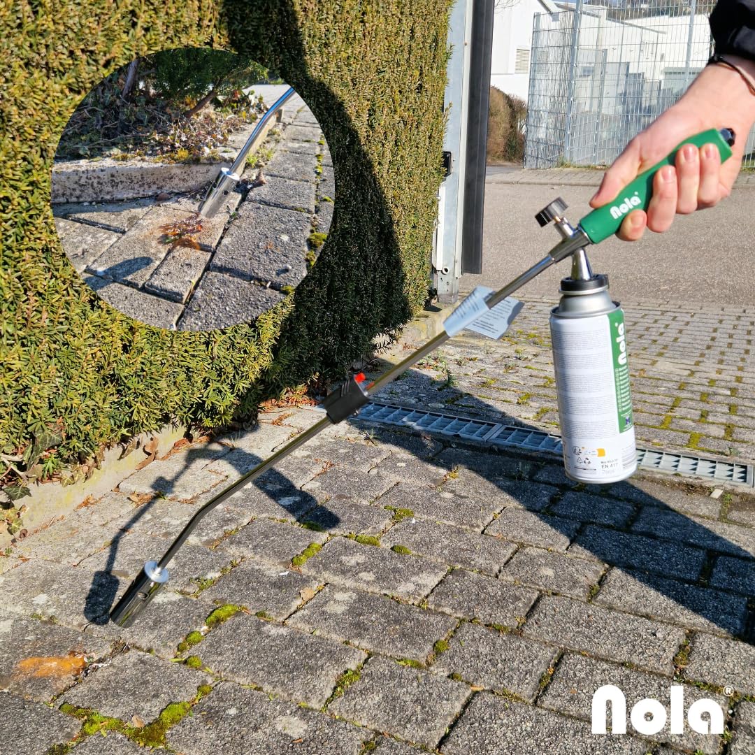 Désherbeur thermique NOLA max. 1,3 °C, connexion à baïonnette, herbicide de 80 cm, brûleur à gaz butane Art. 879, brûleur à gaz puissant, allumage piézoélectrique, flamme réglable, compatible : NOLA