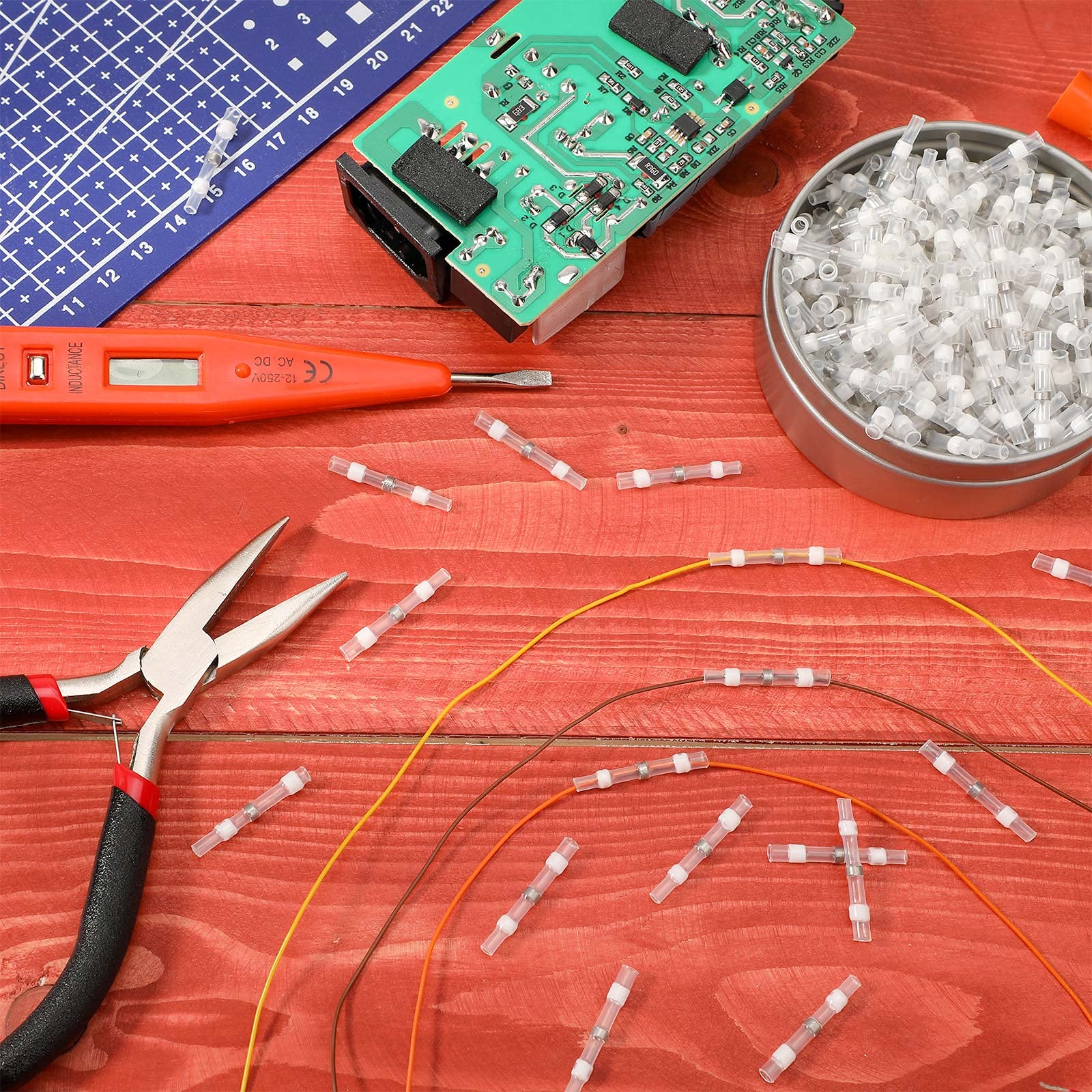 150 Pezzi Connettore del Cavo di Saldatura a Saldare Connettore di Testa Termoretraibile Terminali Elettrici Isolati Impermeabili del Cavo della Giuntura di Testa (Bianco, 26-24 AWG)