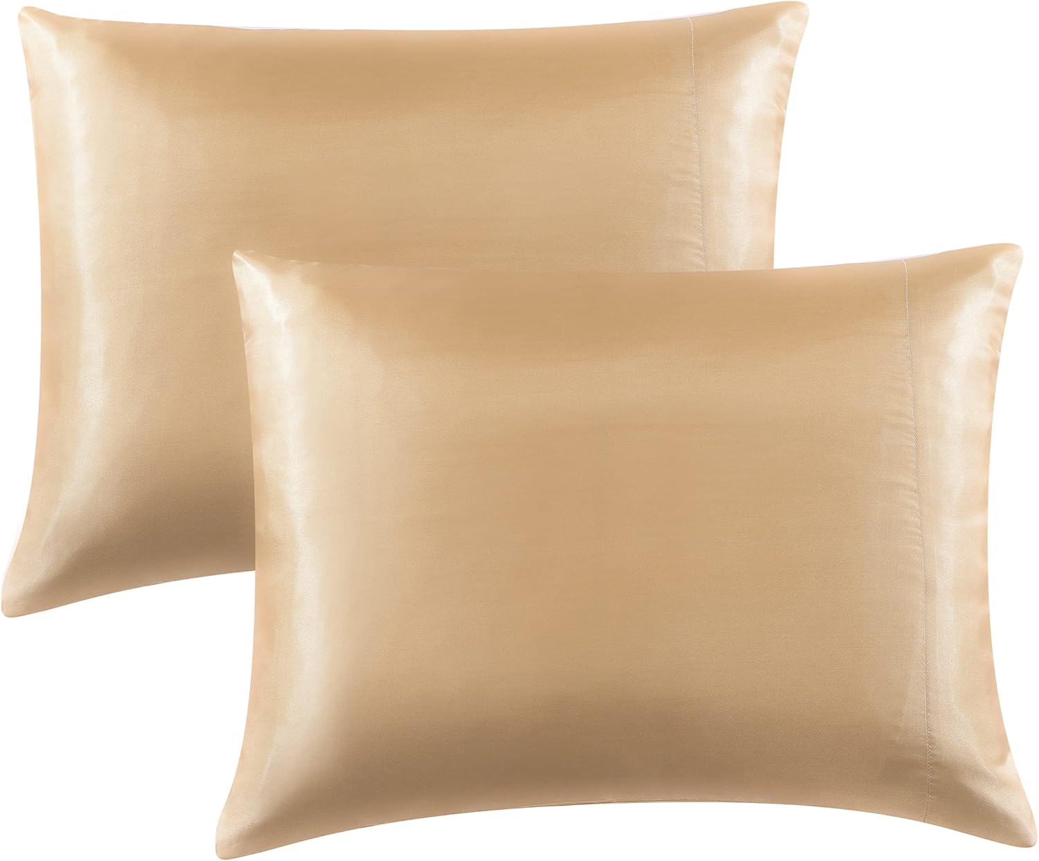 Satin Pillowcases Standard Set of 2 Gold Pillow Cases for