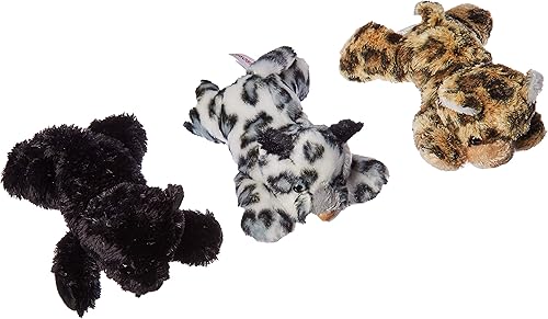Aurora Paquete de 3 pufs de peluche: leopardo de nieve, guepardo y ónix Black Panther de 8 pulgadas, mini puf de felpa Flopsie
