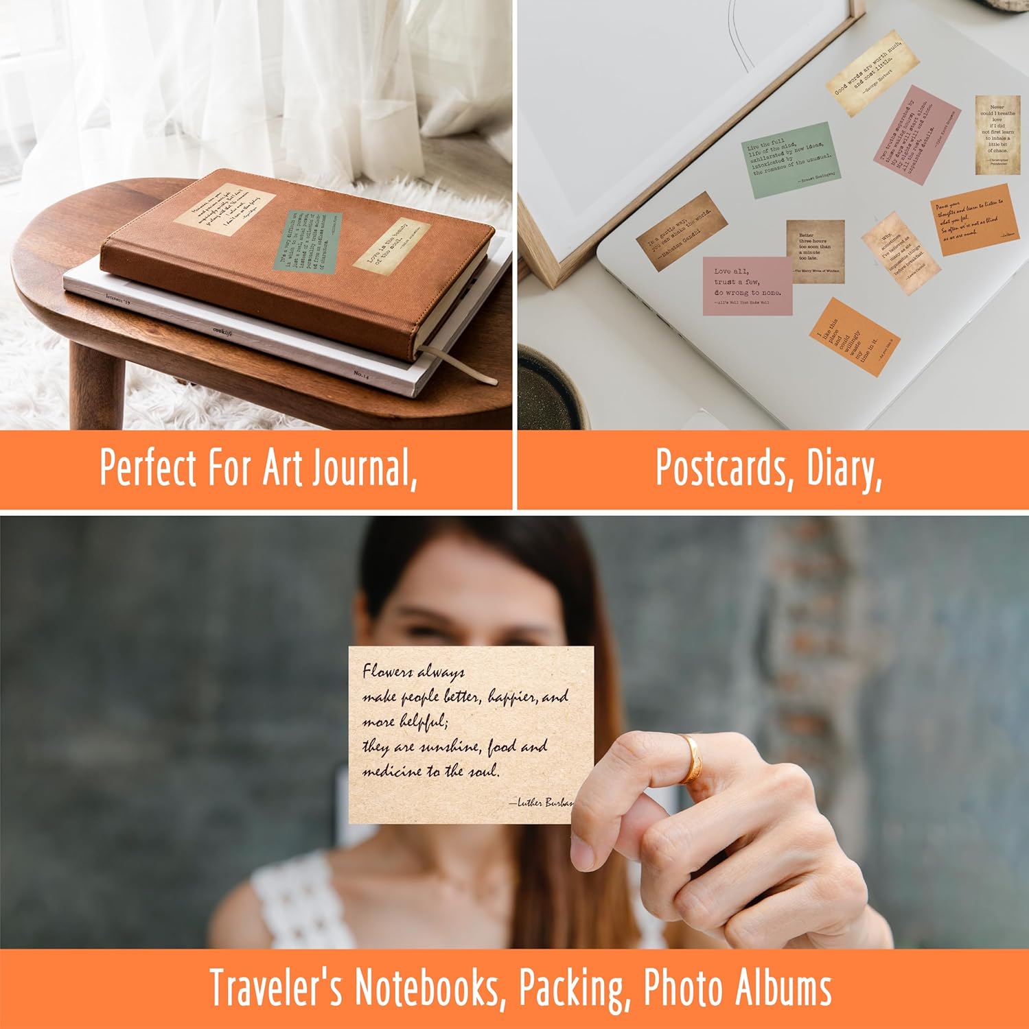 290+ PCS Motivational Quotes Stickers, Retro Typewriter Style Famous Word Stickers Inspirational Vintage Journal Labels for Scrapbooks, Bottles, Computer, Planner, Diary, Laptop