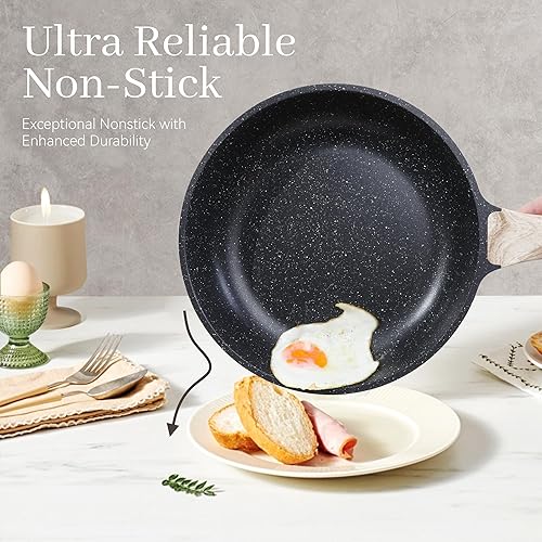 Miniatura 3 de Juego de ollas y sartenes antiadherentes de 23 piezas, juego de utensilios de cocina de granito, sin PFOA, incluye sartenes, cacerolas, plancha,