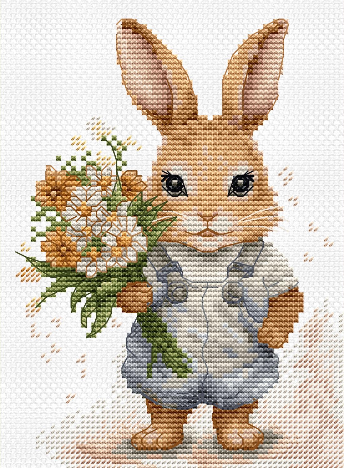 Luca-S Cross Stitch Kit The Bunny's Surprise, B1409, Counted Cross Stitch Kit for Adults, Needlecraft and Embroidery Kit