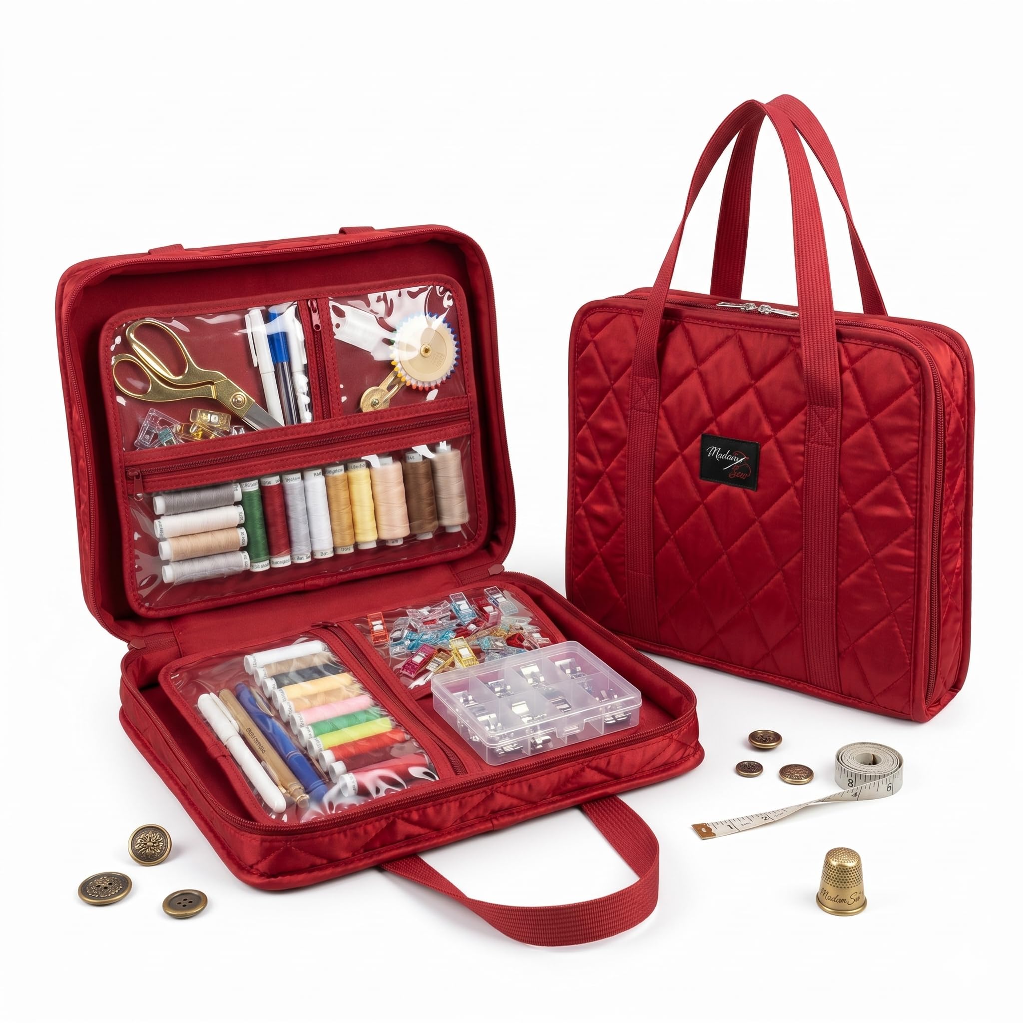 Amazon.com: Madam Sew Multi-Pocket Binder Bag with Zipper