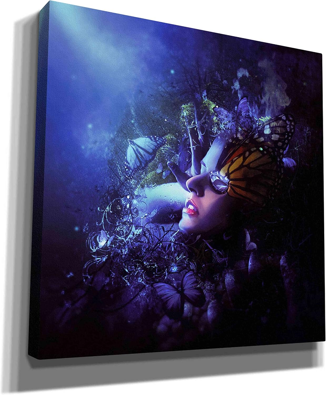 Epic Graffiti ' Last Travel of The Butterflies' by Mario Sanchez Nevado Canvas Wall Art, 12" x 12", Blue
