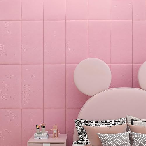 Miniatura 1 de 12 calcomanías de felpa para pared, cabecero tapizado para despegar y pegar, 23.6 x 11.8 pulgadas, acolchado de pared anticolisión, panel de pared