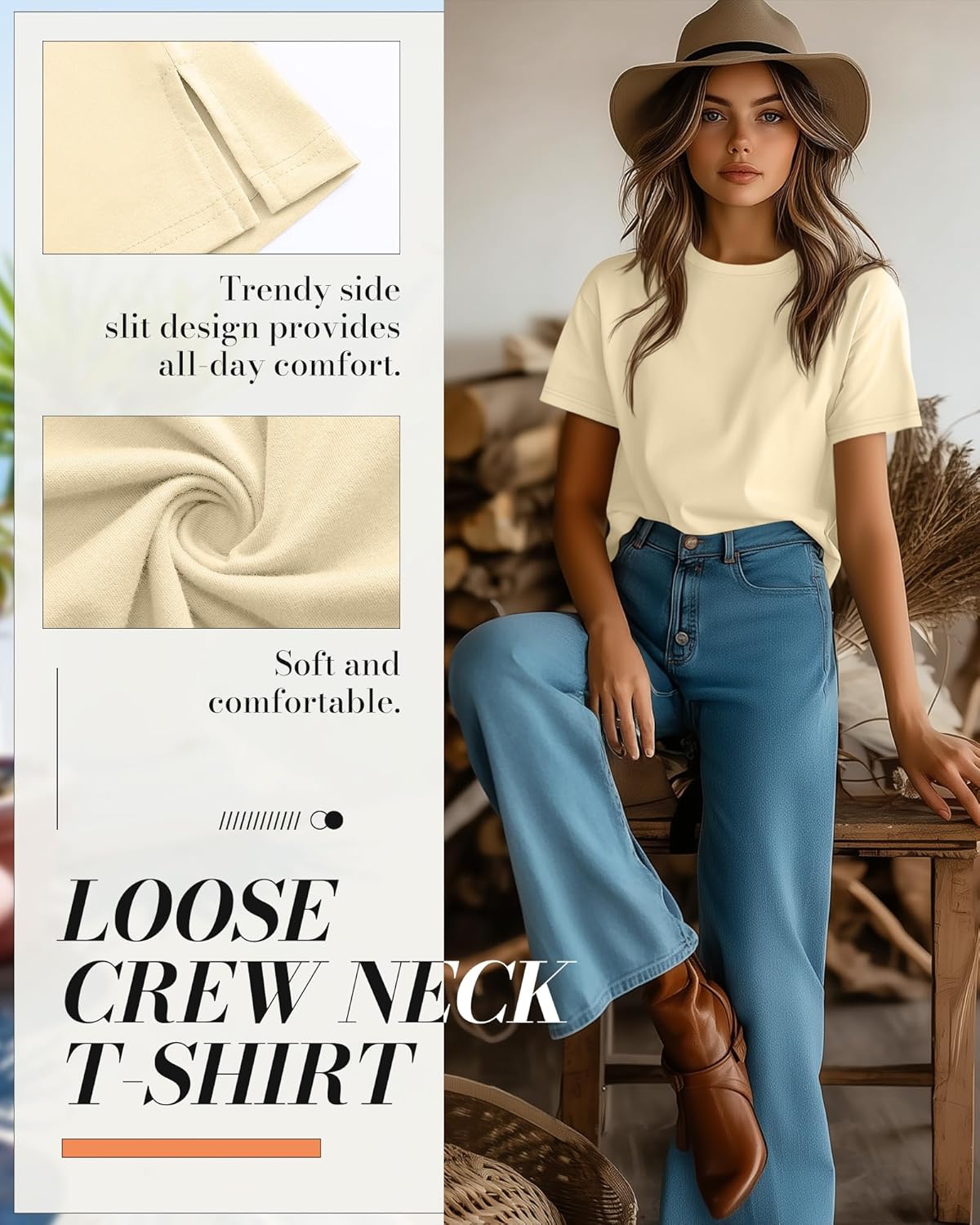 Neer 3 Pack Women’s Short Sleeve T Shirts, Loose Fit Crew Neck Tees Summer Casual Tops Trendy Side Split Shirts - Image 7