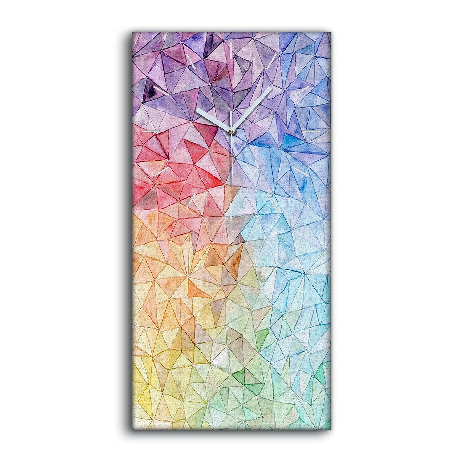 Horloge sur Toile Silencieuse Décoration Art Mural Salon Moderne Triangles 30x60