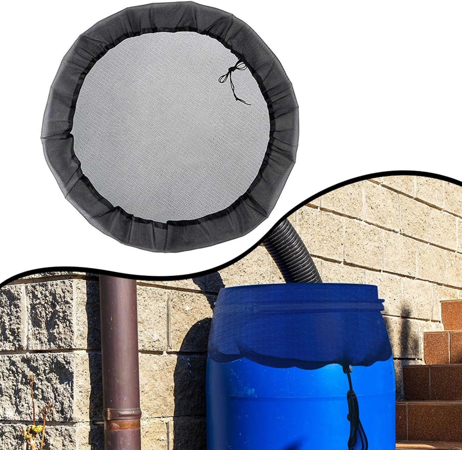 Regentonnen Netz Abdeckung Mit Zugkordel, 110/120 cm verstellbares