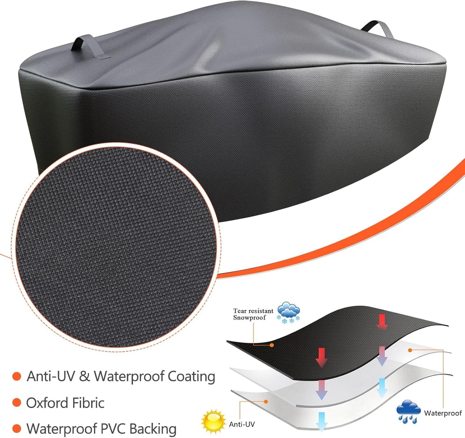 Denmay 7112 Grill Cover per Weber Q2000 Q2200 Q2400 Q300 Q3000 Q3200 Series Griglie, 145CM 600D Impermeabile e Resistente ai Raggi UV