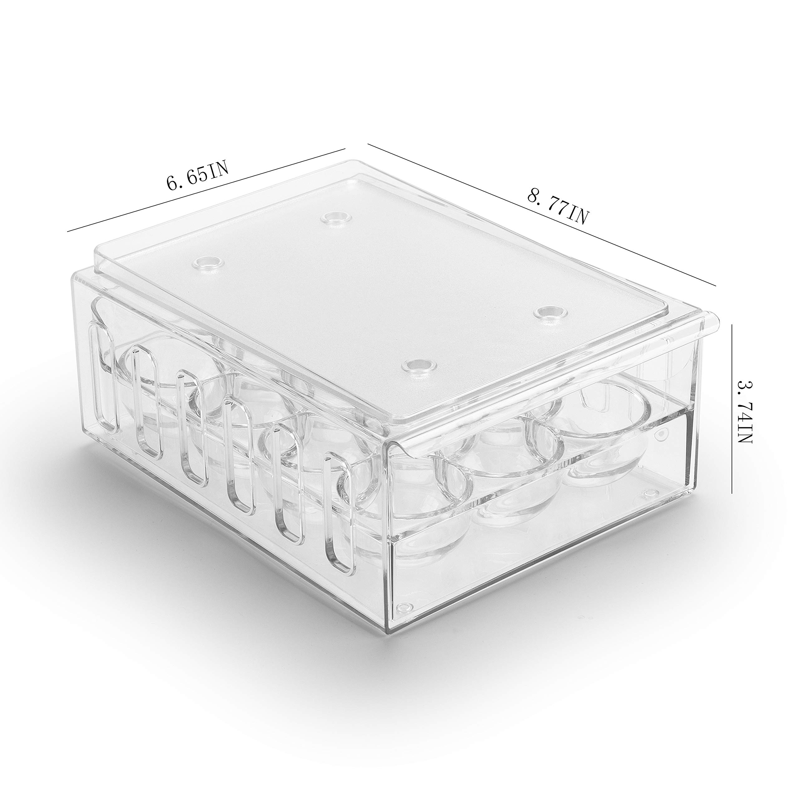 Eierhalter für Kühlschrank | 12 Eier Aufbewahrungsbox für Kühlschrank | Eierbehälter Kühlschrank | Rollender Eierspender | Eierhalter für Kühlschrank klar