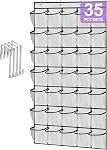 Organisateur de chaussures à 35 poches à accrocher sur la porte, Rangement de chaussures pour placard, Grand support de rangement pour chaussures (Noir)