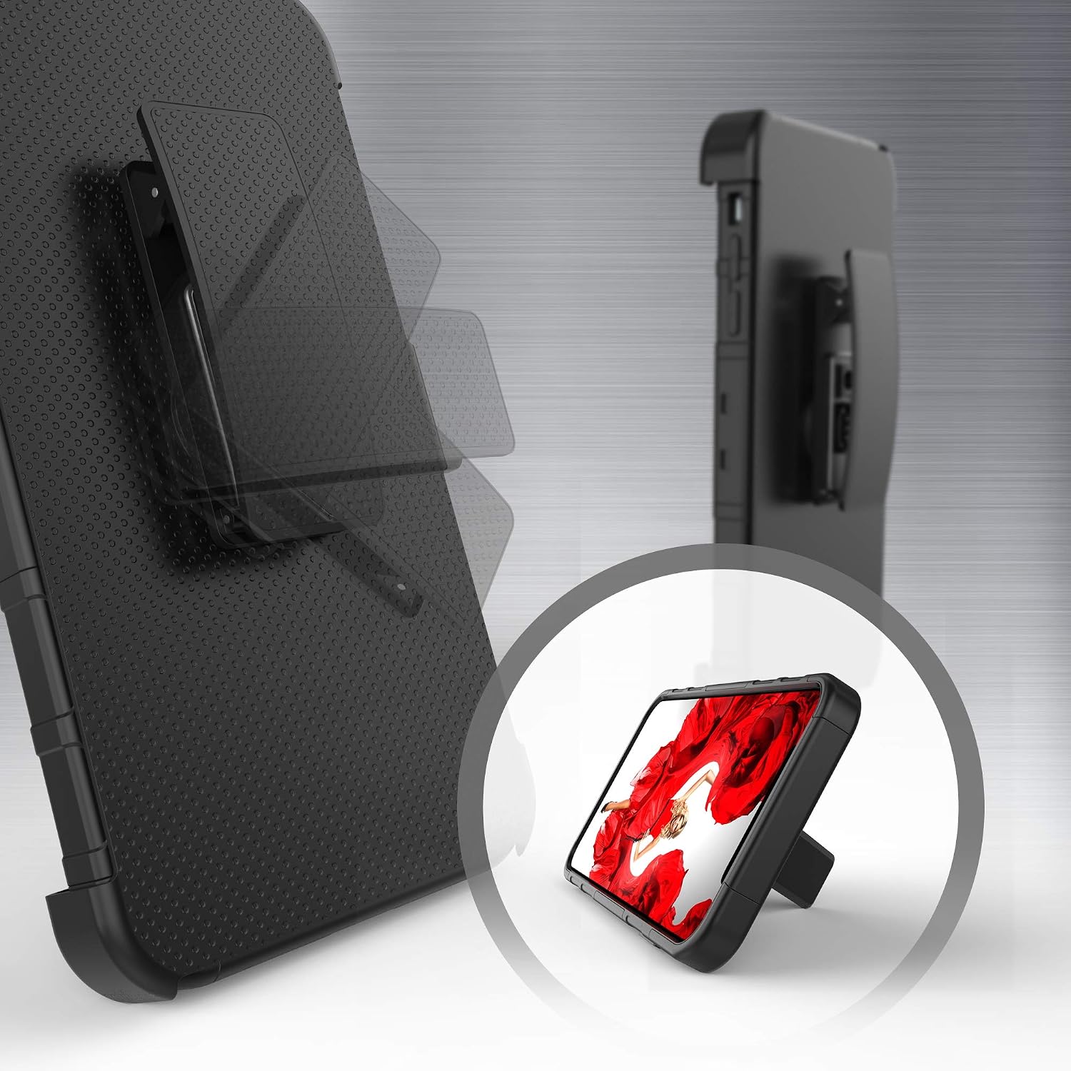 Luvvitt Case for iPhone Xs Max with Holster Heavy Duty Armor Shockproof Rugged Protection Cover with Swivel Rotating Belt Clip and Kickstand for iPhone Xs Max (2018) 10S 6.5 inch Screen - Black image 5