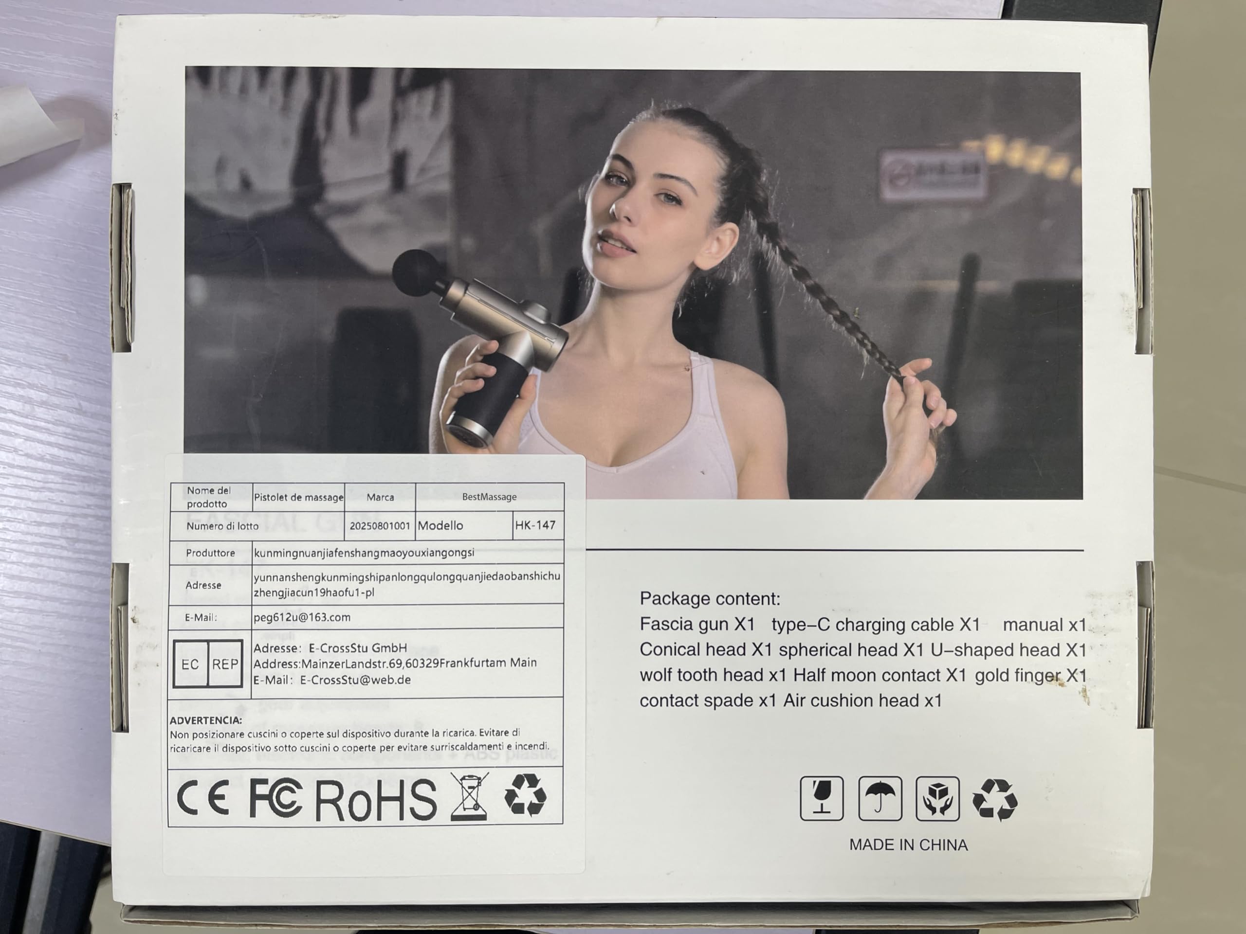 Pistola massaggiante per tessuti profondi, massaggiatore a percussione muscolare a 32 marce, con touch screen LCD, 8 teste, per rilassare spalle, corpo, schiena
