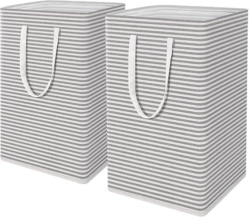 WISELIFE Paquete de 2 cestas de lavandería plegables grandes de 75 litros con asas de fácil transporte, cesta de almacenamiento impermeable para