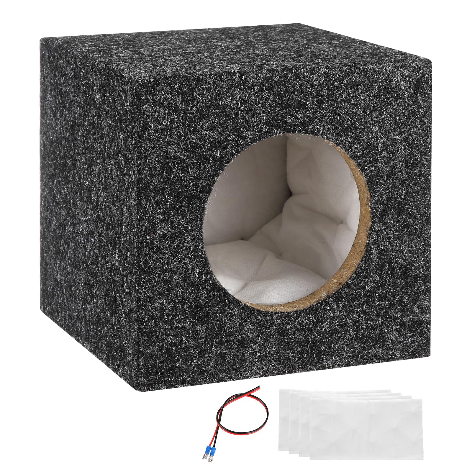 sourcing map Contenitore per altoparlanti in legno con porte da 5 pollici, scatole per subwoofer grigie a ventilazione singola scatola per altoparlanti per camion audio per veicoli domestici fai da te