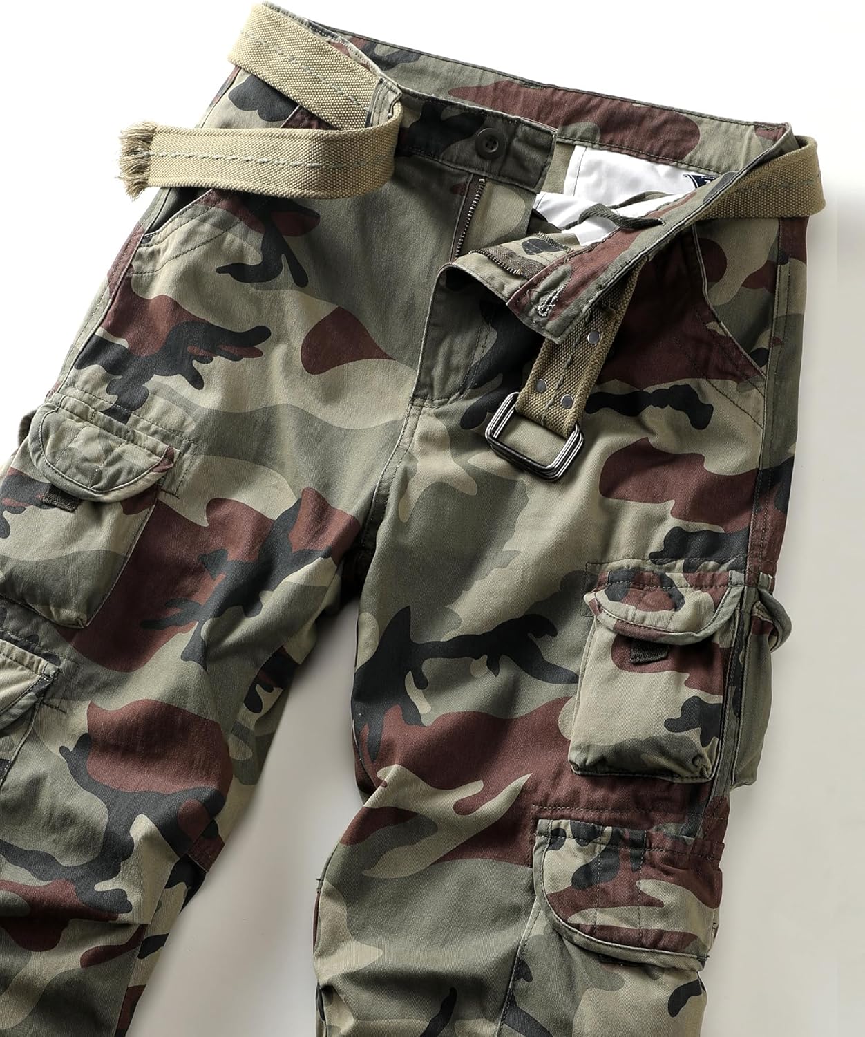 Men's Camo Cargo Work Pants Ripstop Causal Cotton Wild BDU Trousers with 8 Pockets (No Belt) - Image 6