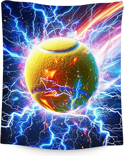 Kids Blanket for Boys Tennis Blanket Gifts - 50" x 60" Soft Fleece Throw with Lightning Design