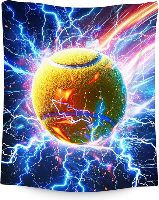 Kids Blanket for Boys Tennis Blanket Gifts - 50" x 60" Soft Fleece Throw with Lightning Design
