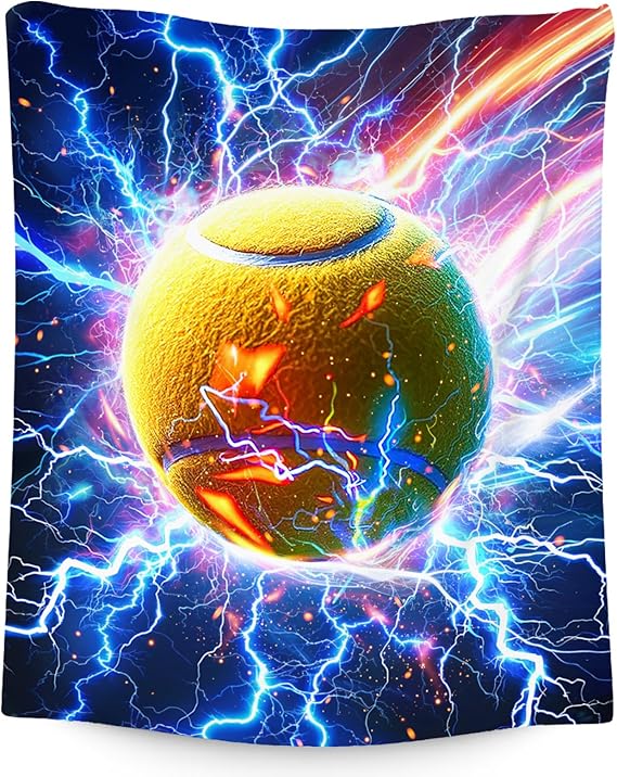 Kids Blanket for Boys Tennis Blanket Gifts - 50" x 60" Soft Fleece Throw with Lightning Design