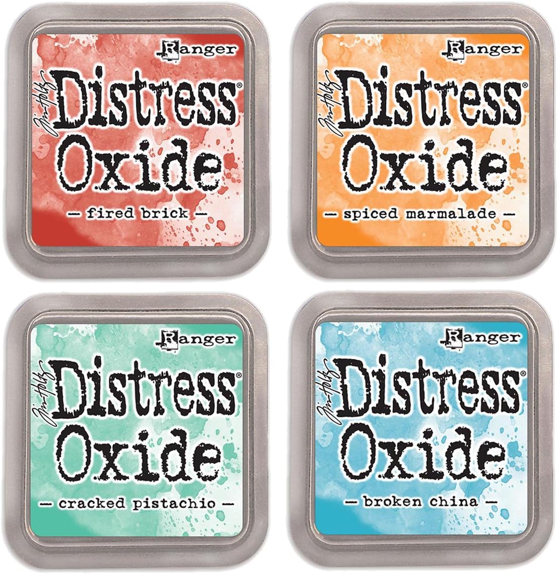 NEW Ranger Tim Holtz Distress Oxide 4 Ink Pads: CRACKED + BROKEN + FIRED + SPICED