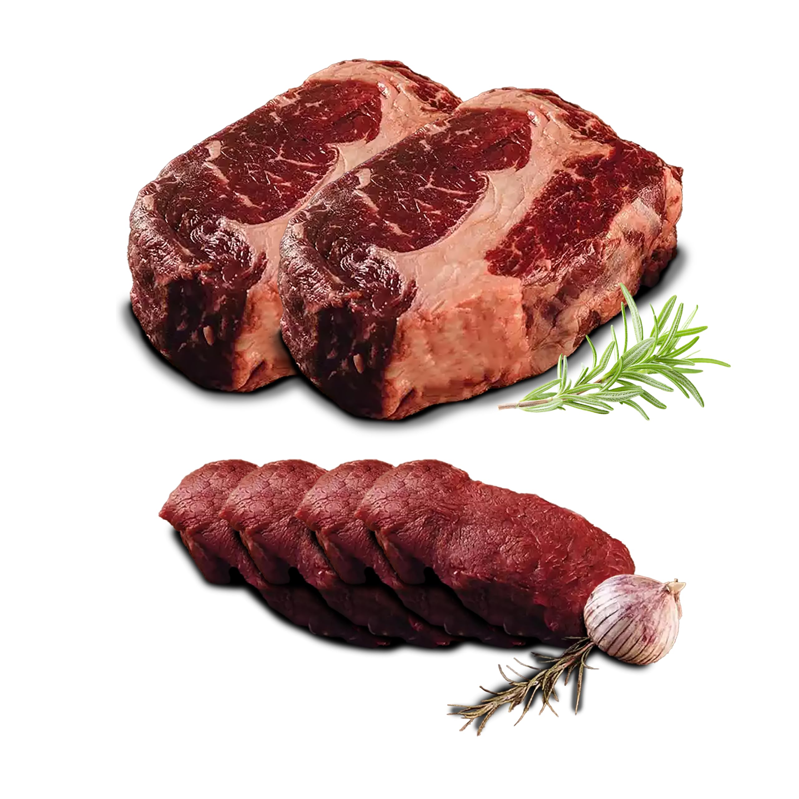 Büffel Bill Steak Bundle - Feinschmecker-Paket für Genießer, Original vom italienischen Wasserbüffel, Enthält köstliches Filet Steak und Rib Eye Steak