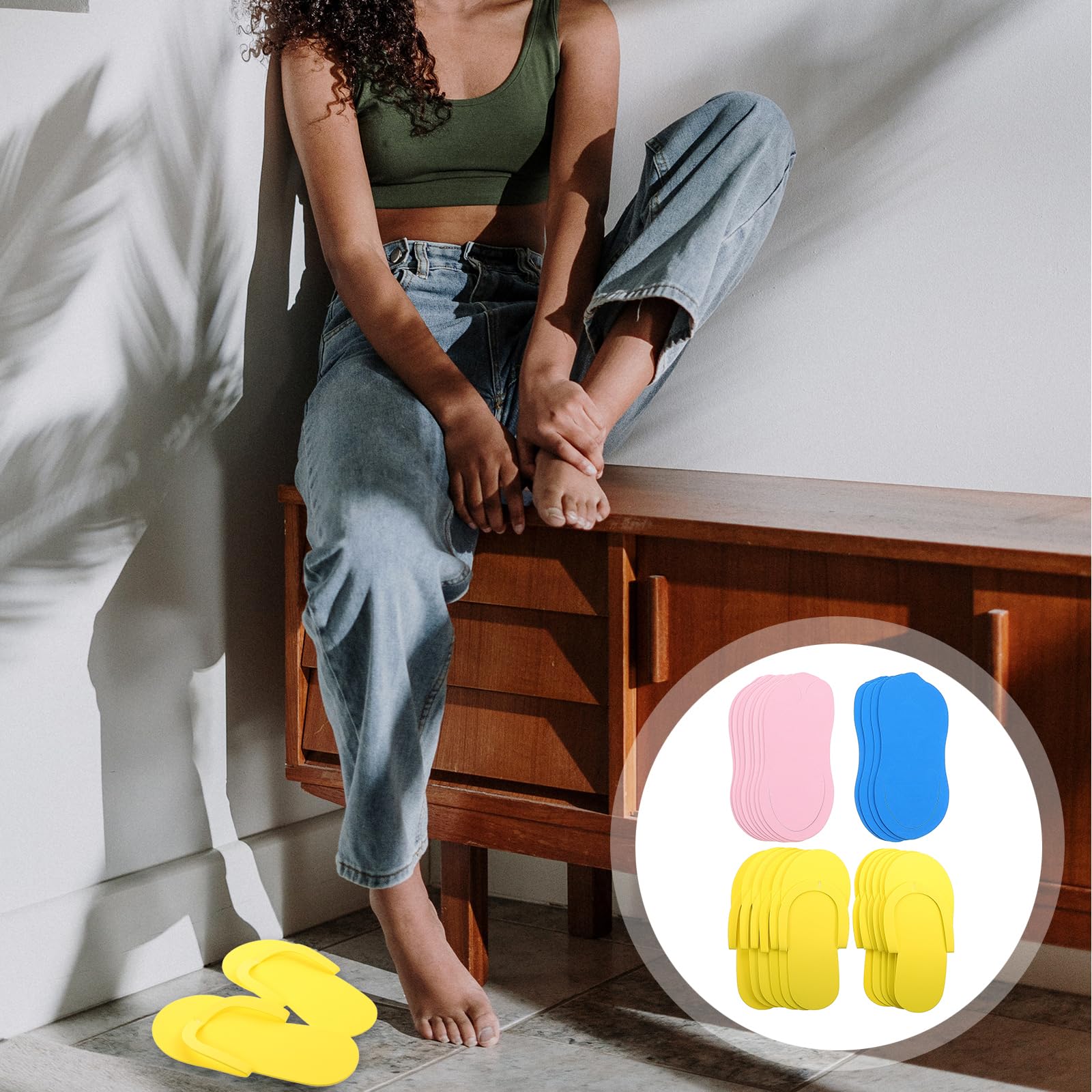 minkissy 12 Pares De Zapatillas Desechables Para Pedicura Multifuncción Ligera Antideslizante 10.23X4.33X0.39In Calzado Para Invitados Spa Hotel Viaje