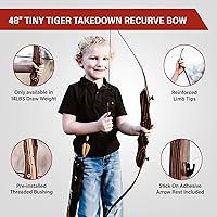 Vista 5 de Tiger Takedown - Arco recurvo compacto, rápido, preciso de 48 a 62 pulgadas, blanco y frist Bow - Mano derecha e izquierda - Pesos de tracción